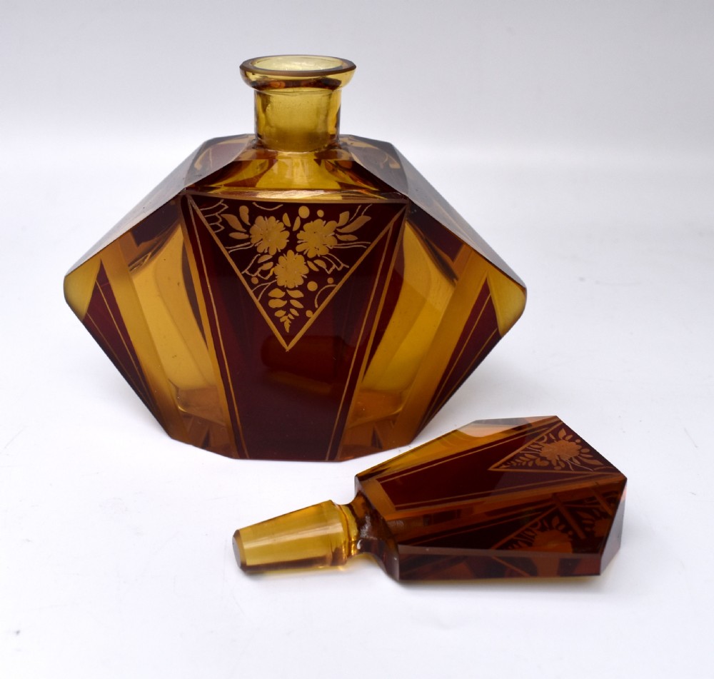 Art Deco Amber Coloured Glass Perfume Bottle by Karl Palda, c1930s View IV