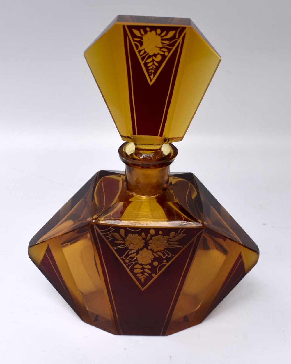 Art Deco Amber Coloured Glass Perfume Bottle by Karl Palda, c1930s View VI
