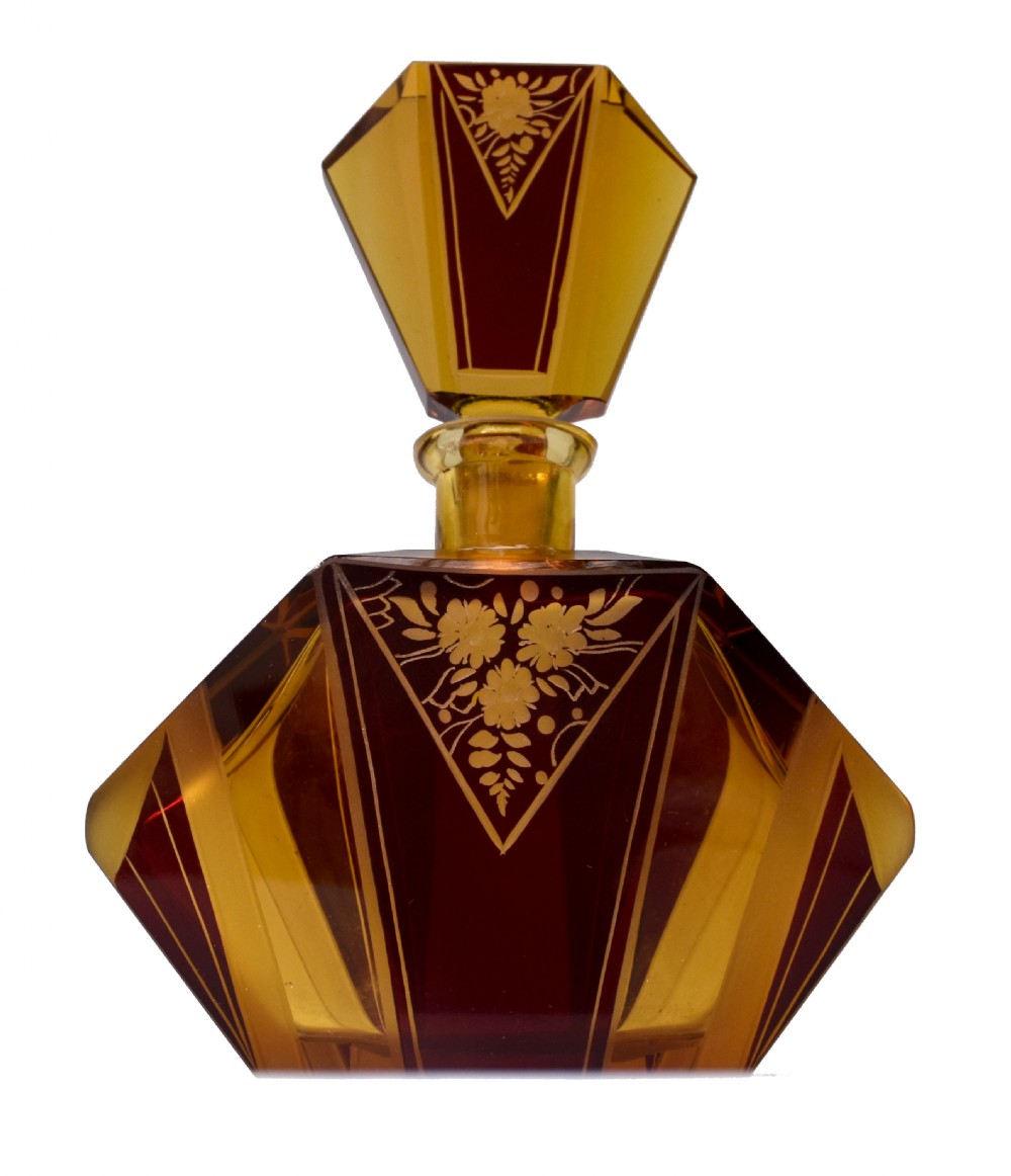 Art Deco Amber Coloured Glass Perfume Bottle by Karl Palda, c1930s View VII