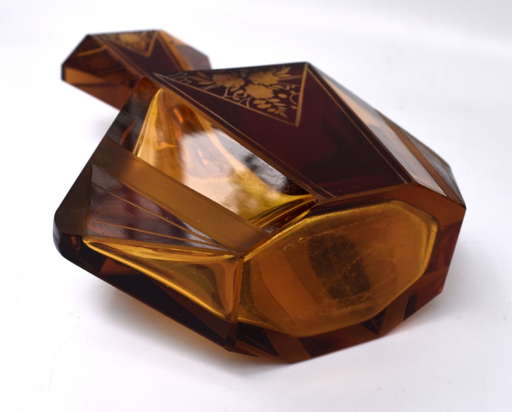 Art Deco Amber Coloured Glass Perfume Bottle by Karl Palda, c1930s View IX
