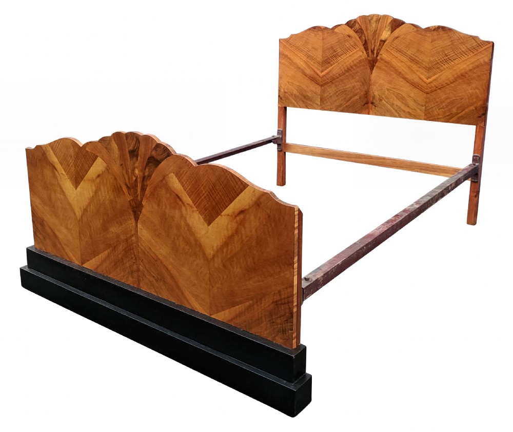 Stunning 1930's Art Deco Walnut Double Bed View VIII