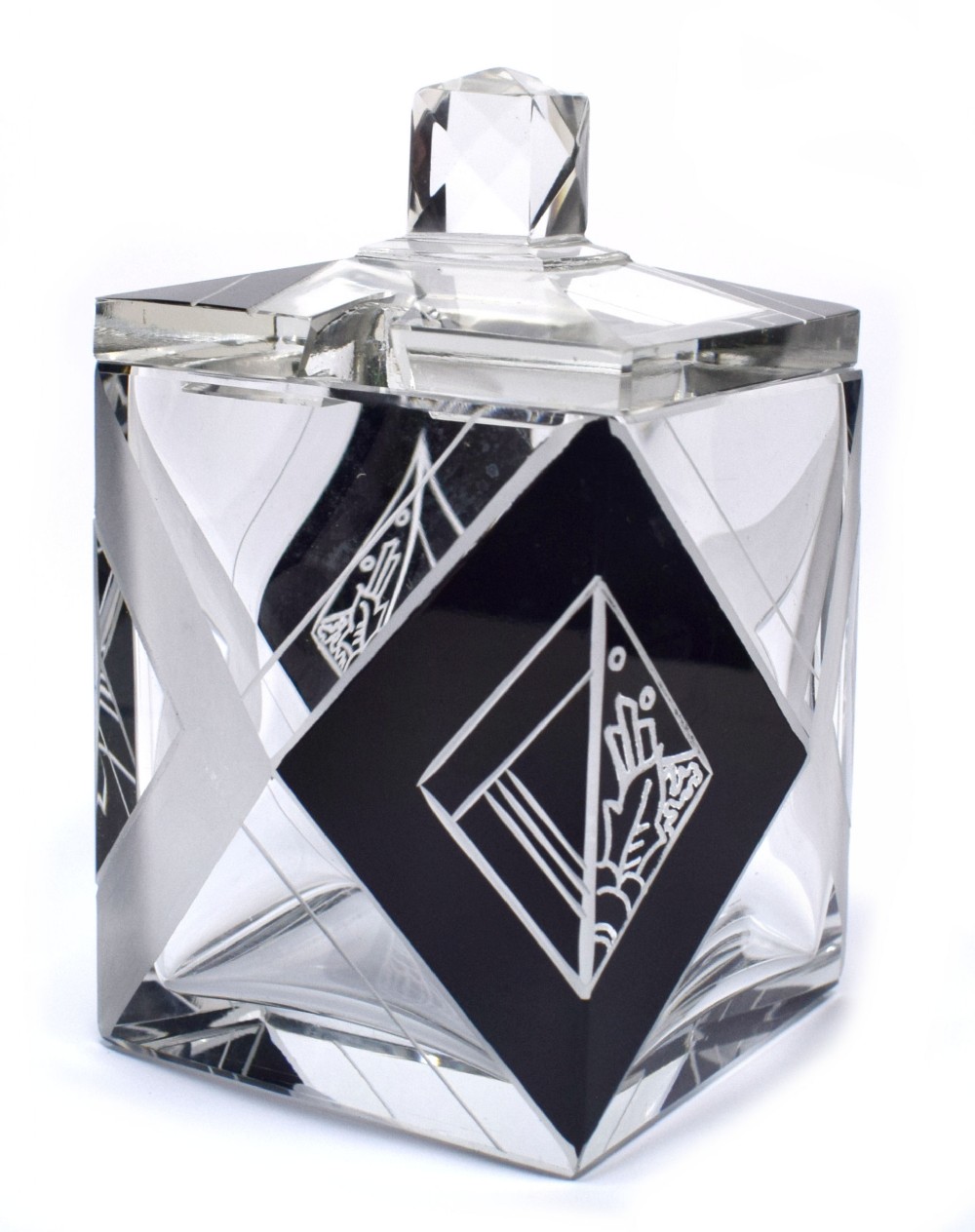 Art Deco Crystal Glass Preserve Jar, c1930s 