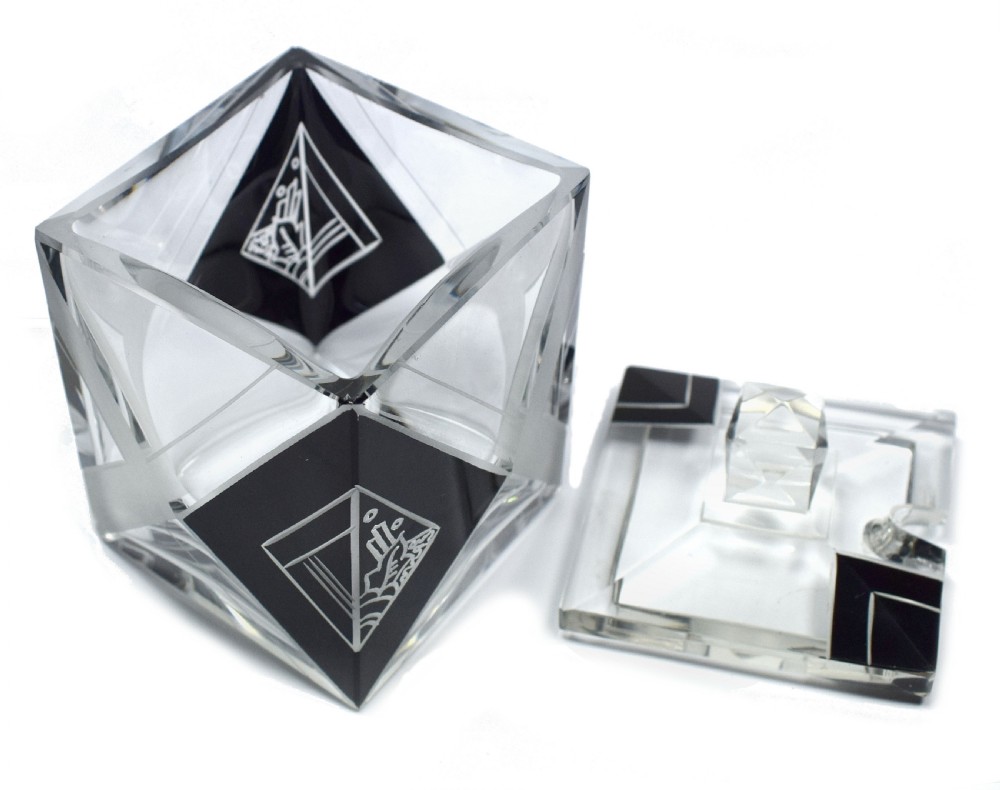 Art Deco Crystal Glass Preserve Jar, c1930s  View II