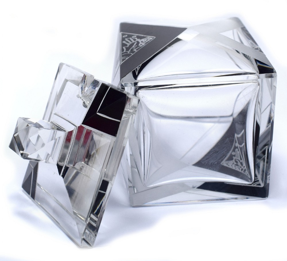 Art Deco Crystal Glass Preserve Jar, c1930s  View V