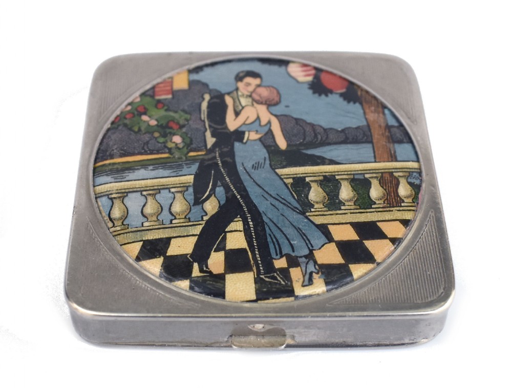 Art Deco Foiled Backed Stratnoid 1930's Ladies Powder Compact View IX