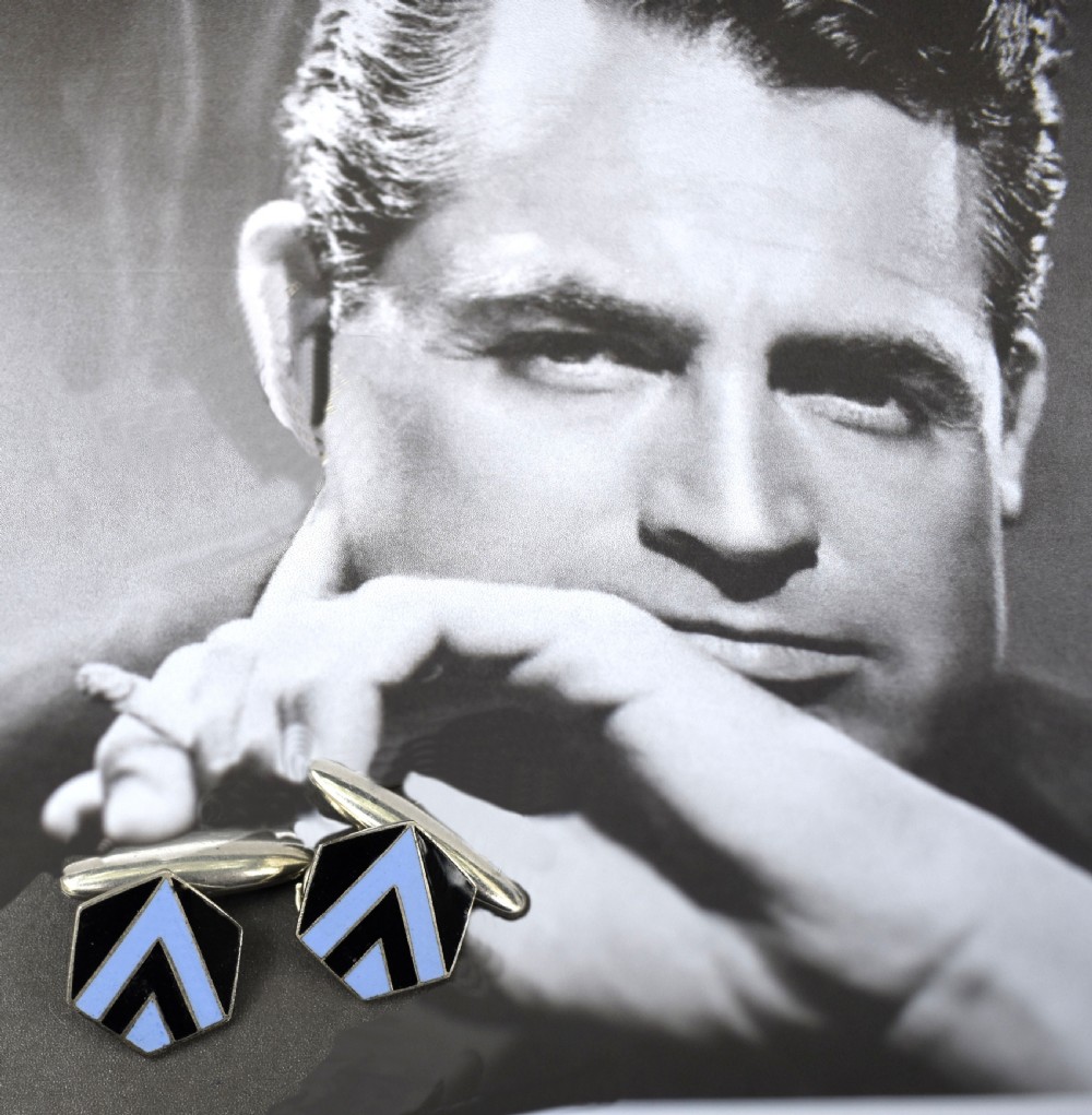 Art Deco Mens Geometric Cufflinks, c1930 View III