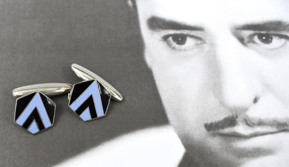 Art Deco Mens Geometric Cufflinks, c1930 View IV