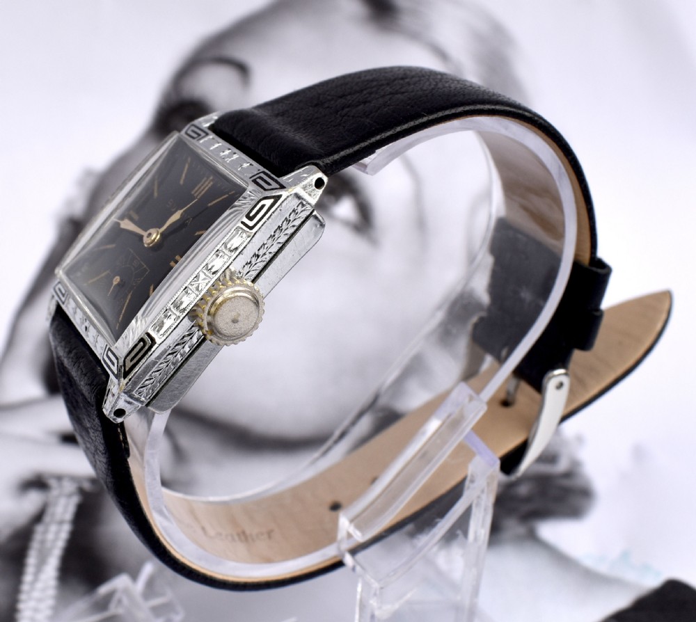 Art Deco, c1928 14k white GF Gents Watch, Newly Serviced, Made By Bulova View VIII