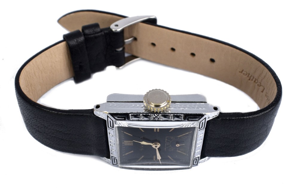 Art Deco, c1928 14k white GF Gents Watch, Newly Serviced, Made By Bulova View XI