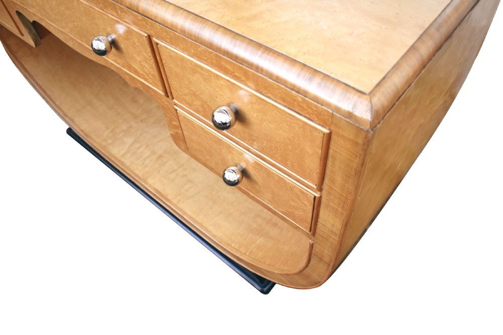 Art Deco Birds Eye Maple U Base Console Table, c1930 View IV