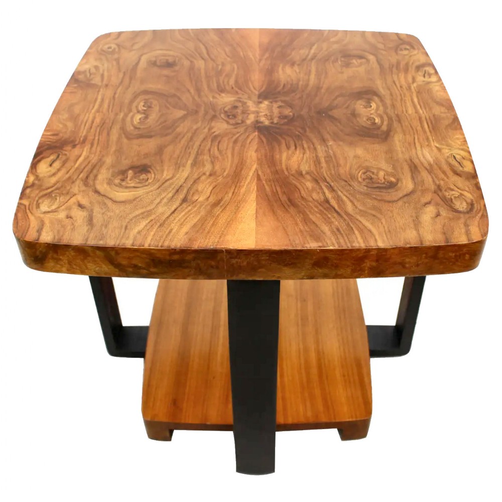Art Deco Walnut & Ebonised Occasional Sofa Table, c1930