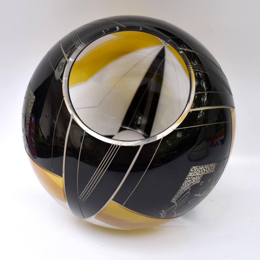 Art Deco Glass Globe Vase, Czech, C1930 View IV