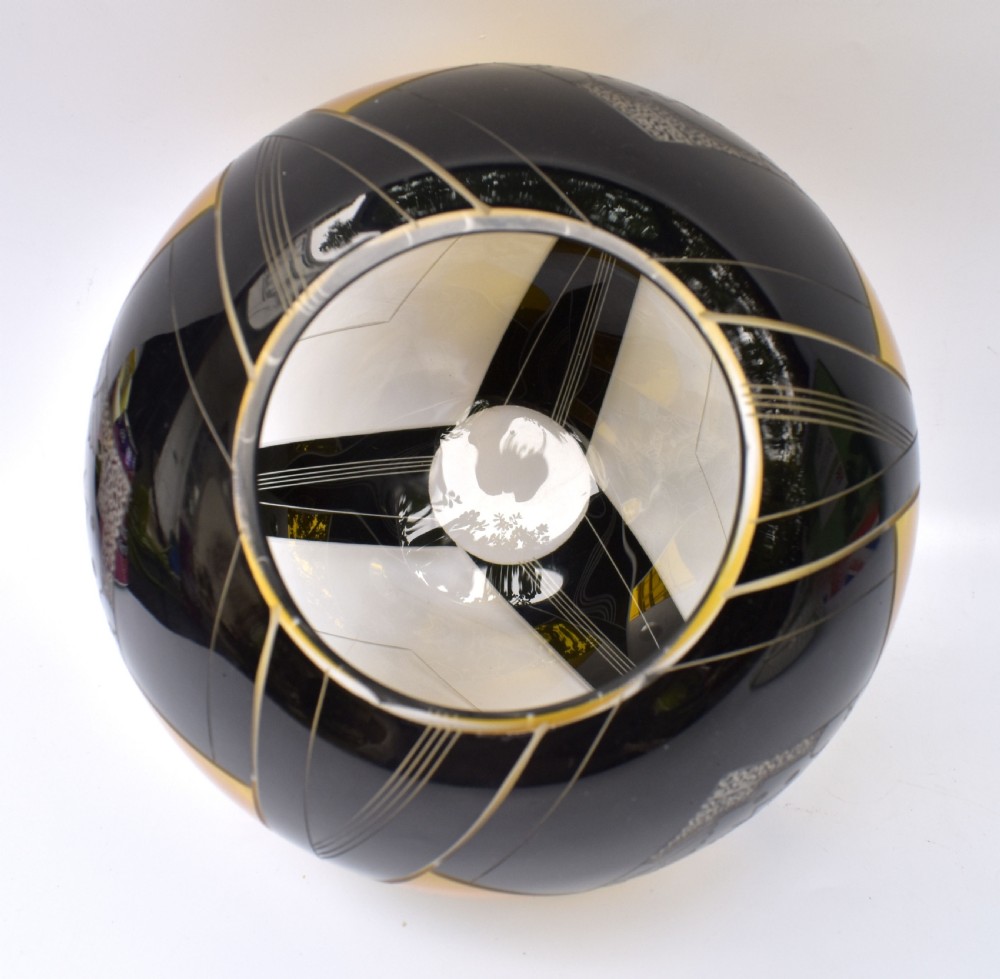 Art Deco Glass Globe Vase, Czech, C1930 View V