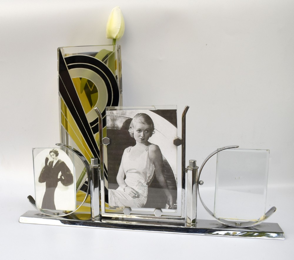 Art Deco Triple Chrome Photograph Frame, c1930's View VII
