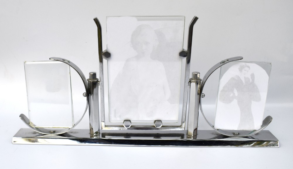 Art Deco Triple Chrome Photograph Frame, c1930's View XI
