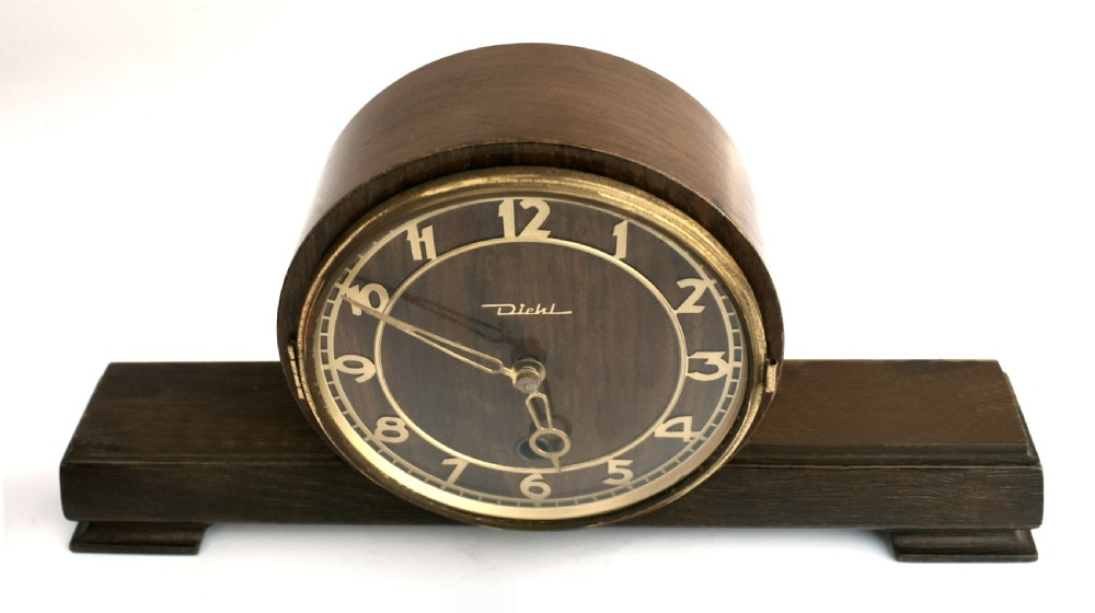 Art Deco German Mantle Clock By Diehl, c1930 View IV