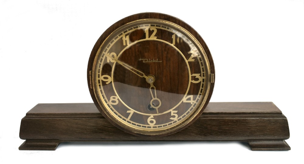 Art Deco German Mantle Clock By Diehl, c1930 View VII