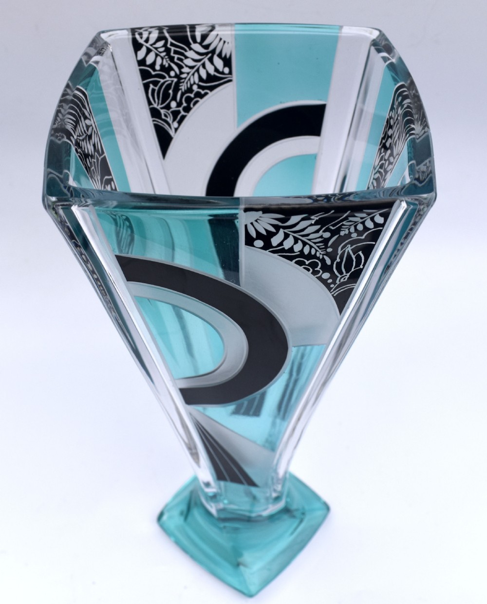 Art Deco Glass & Enamel Etched Vase View VI