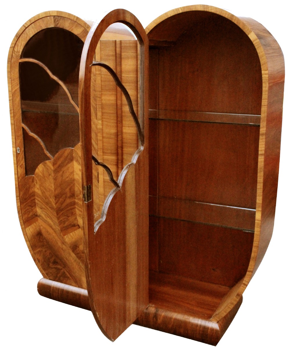 Art Deco Figured Walnut Display Cabinet, c1930 View III