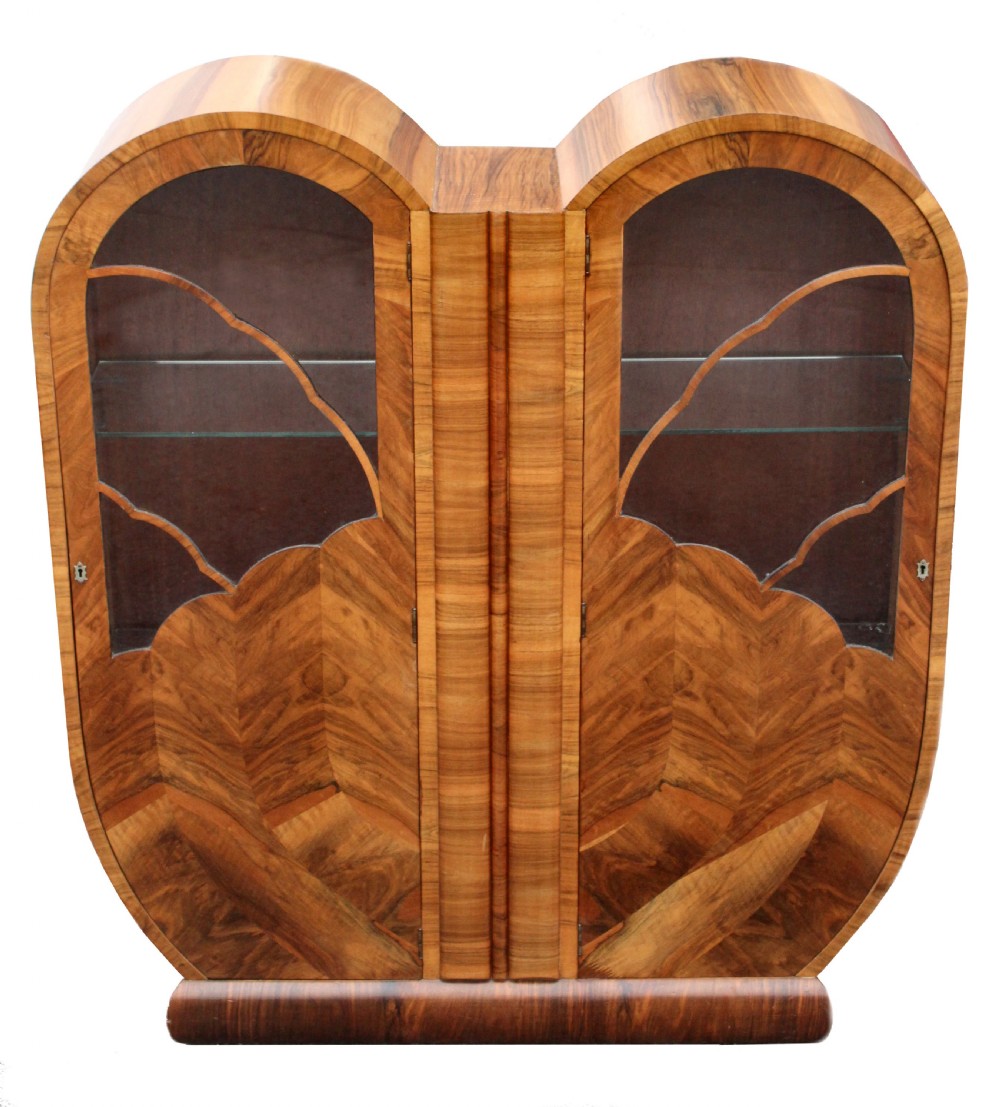 Art Deco Figured Walnut Display Cabinet, c1930 View IV