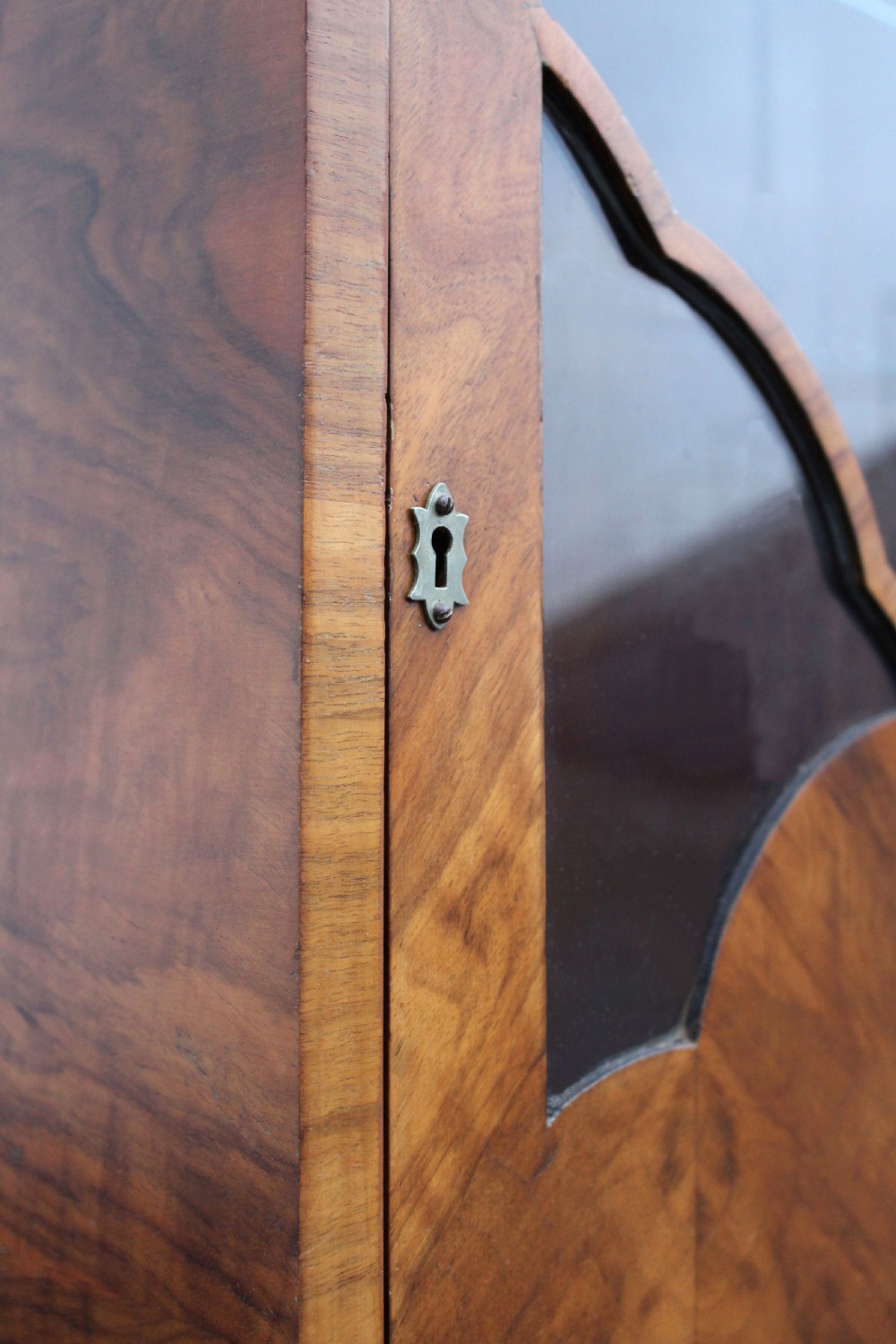 Art Deco Figured Walnut Display Cabinet, c1930 View X