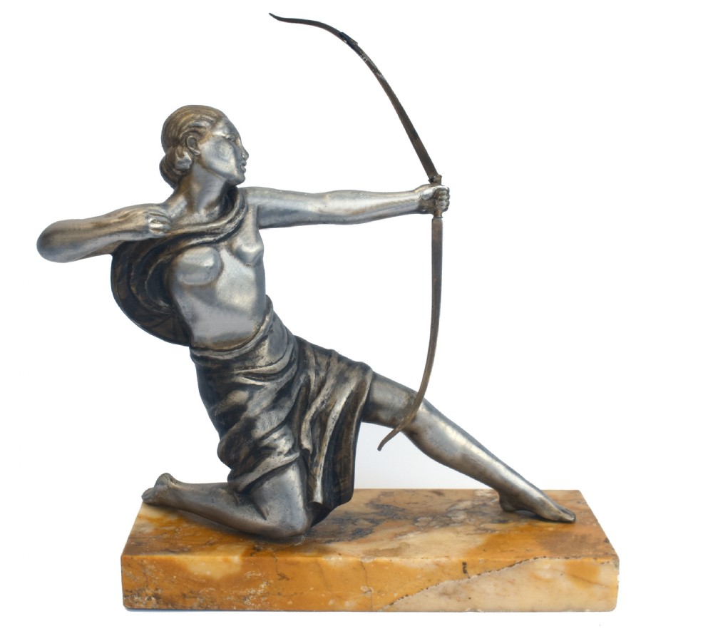 Art Deco Spelter Female Archer, French, c1930