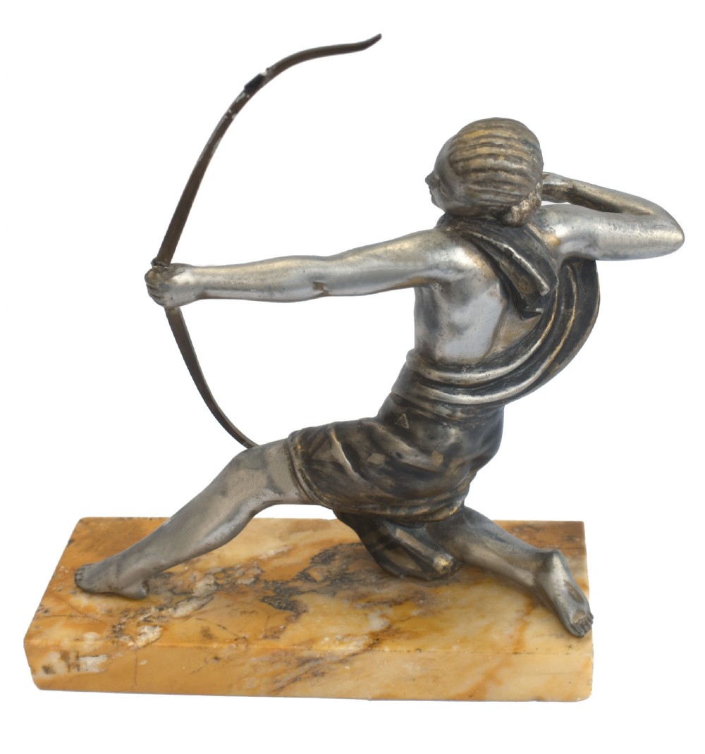 Art Deco Spelter Female Archer, French, c1930 View III