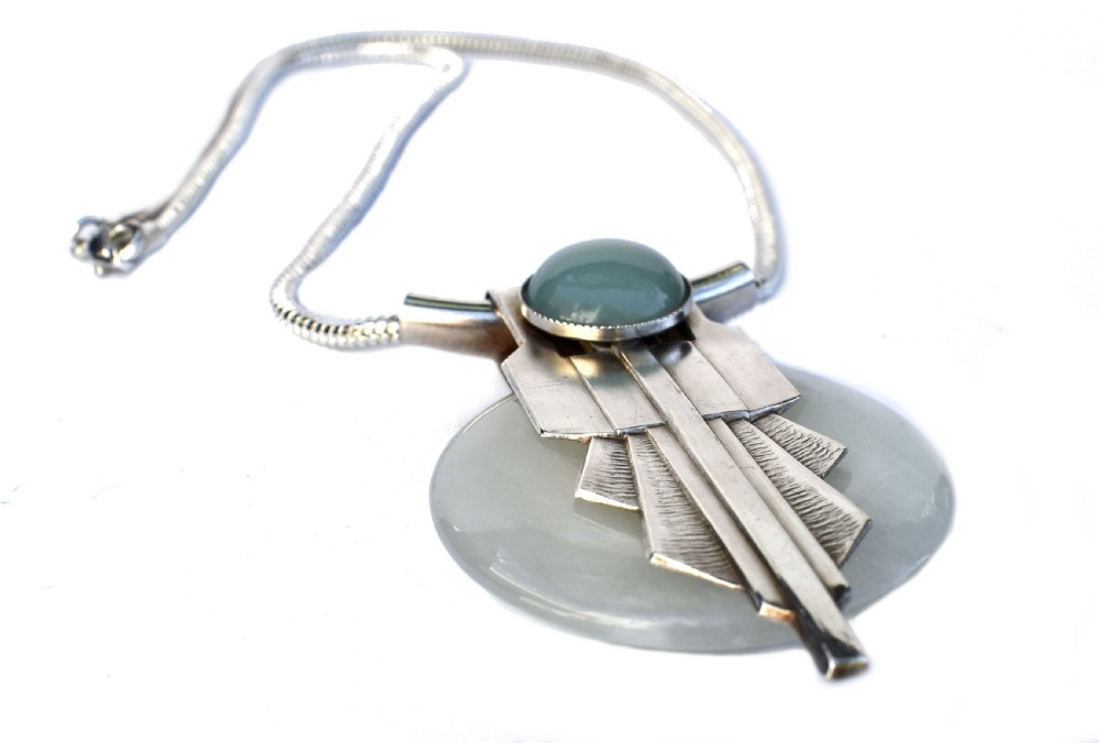 Modernist French Statement Pendant Necklace View VI