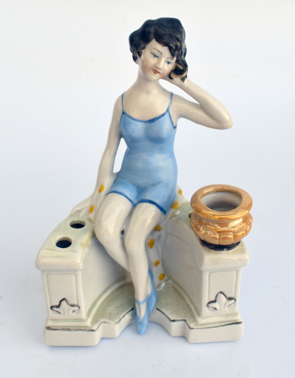 Art Deco Bathing Belle Hatpin Holder, c1930 View II
