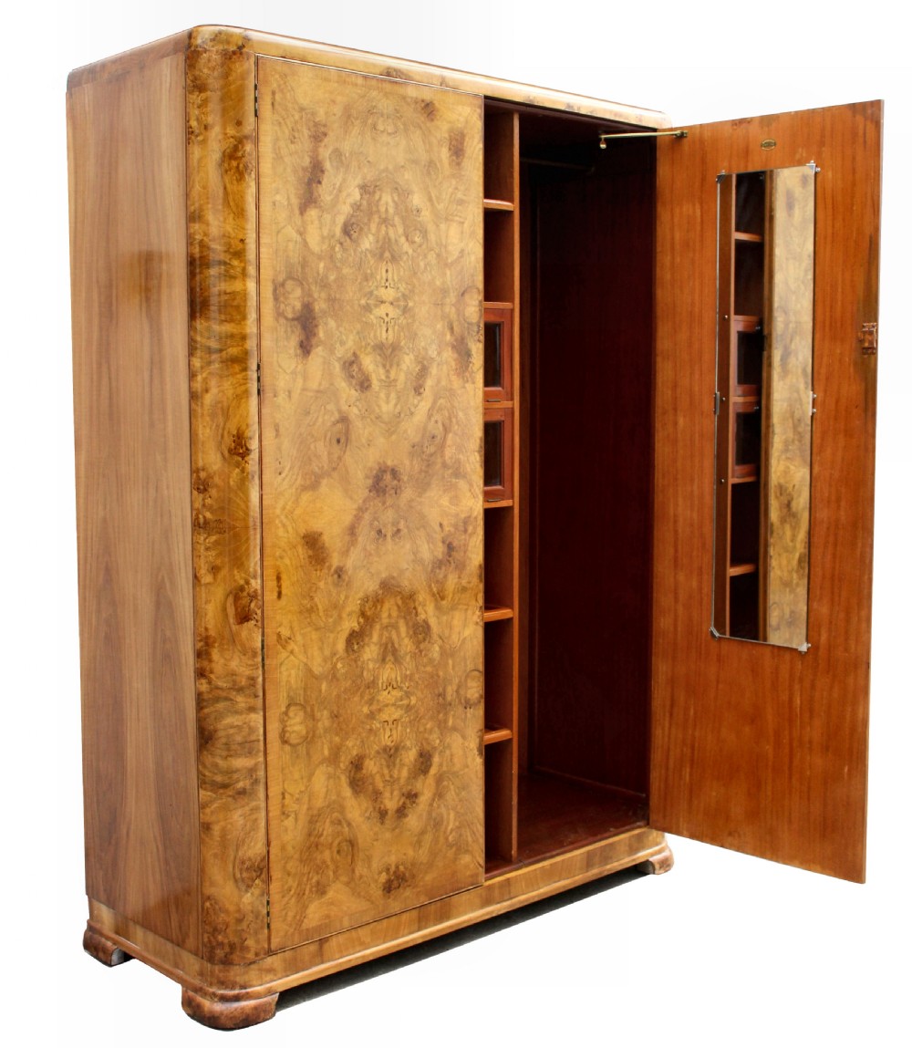 Art Deco Large Impressive Burr Walnut Two Door Wardrobe, c1930 View IV