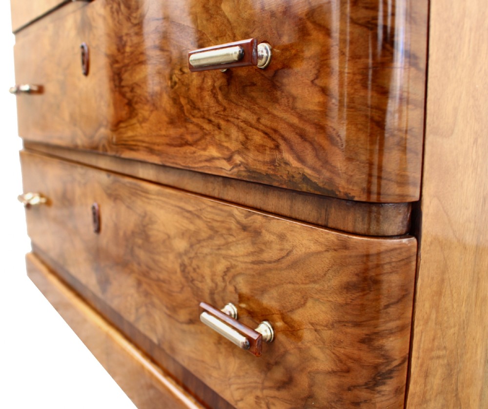 Art Deco Figured Walnut Tallboy, Circa 1930 View V