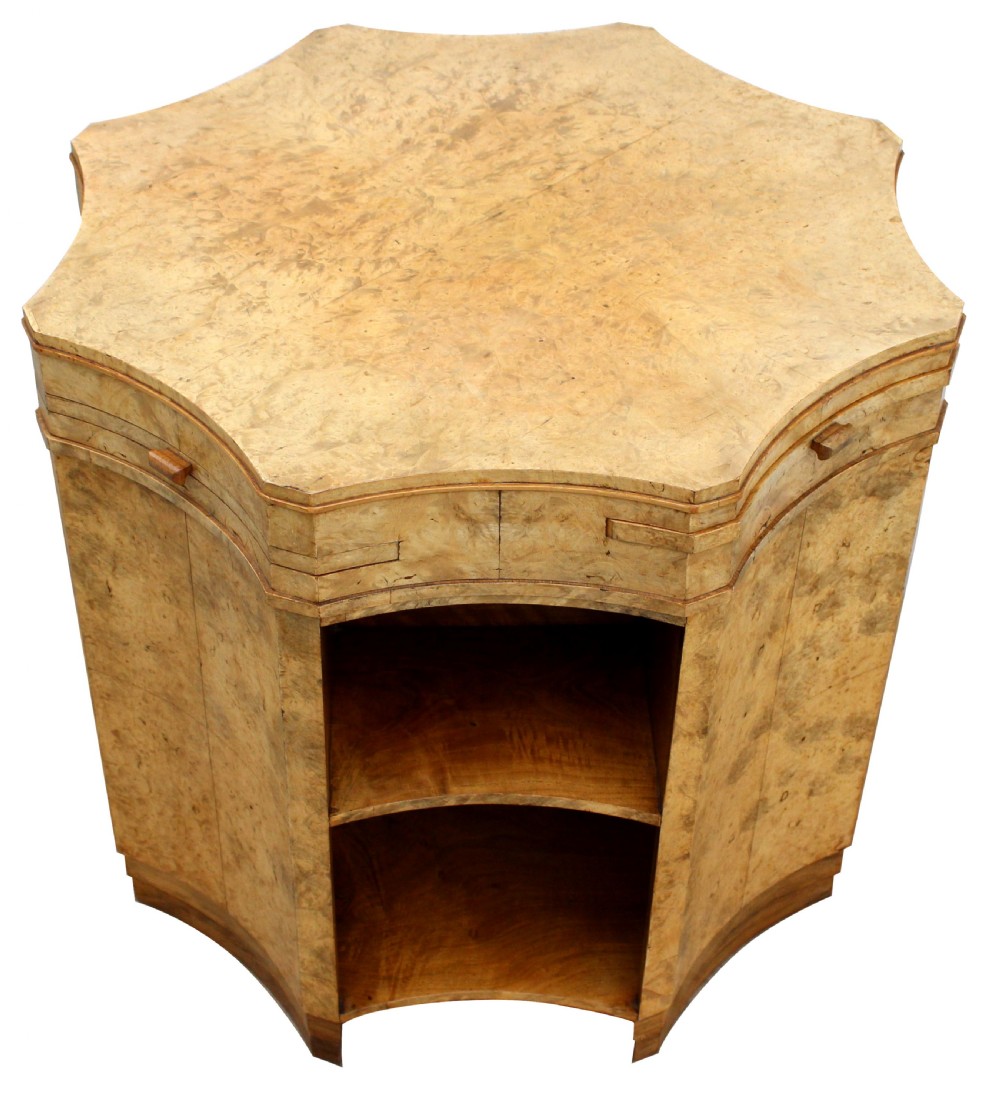 Art Deco Epstein Birds Eye Maple Library Table, c1930