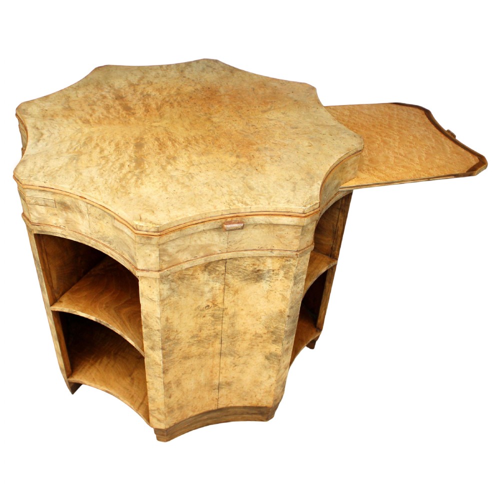 Art Deco Epstein Birds Eye Maple Library Table, c1930 View III