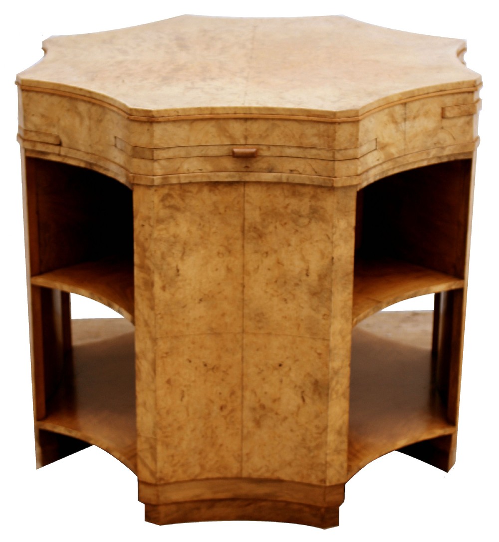 Art Deco Epstein Birds Eye Maple Library Table, c1930 View IV