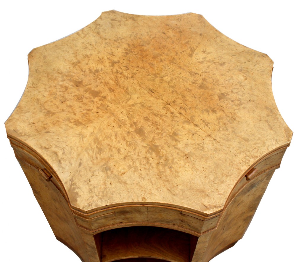 Art Deco Epstein Birds Eye Maple Library Table, c1930 View VIII