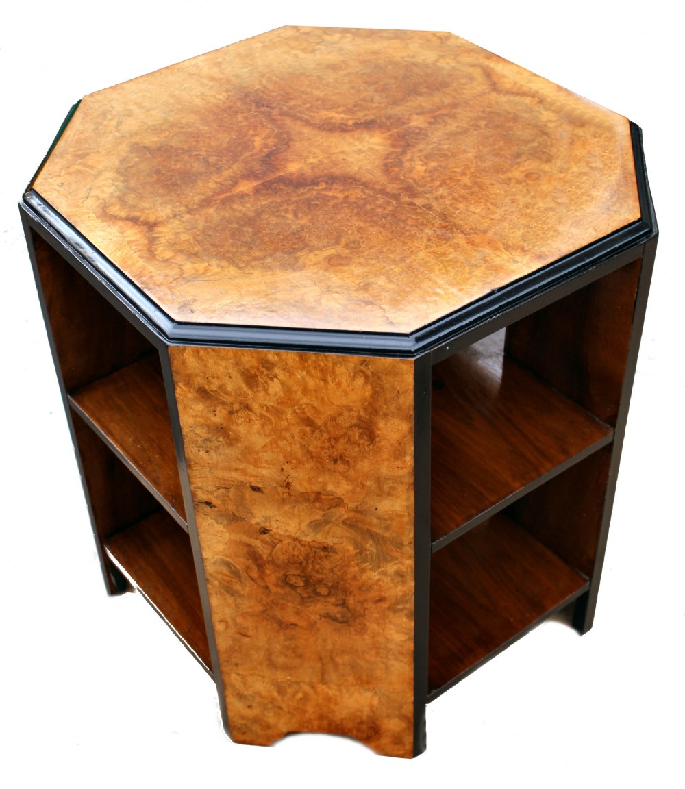 Art Deco  Figured Walnut Three Tier Book Table, c1930 View XIV