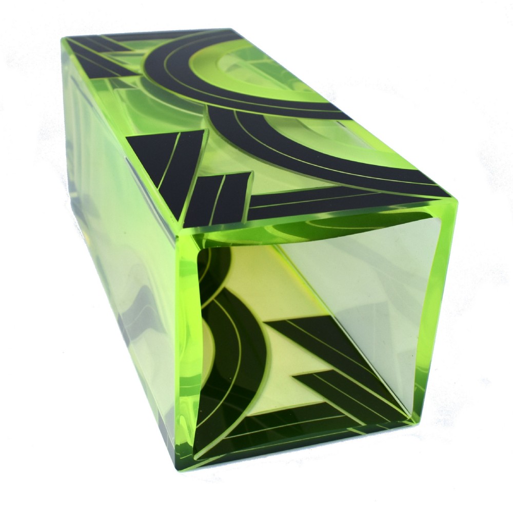 Art Deco Uranium Glass & Enamel Vase View VI