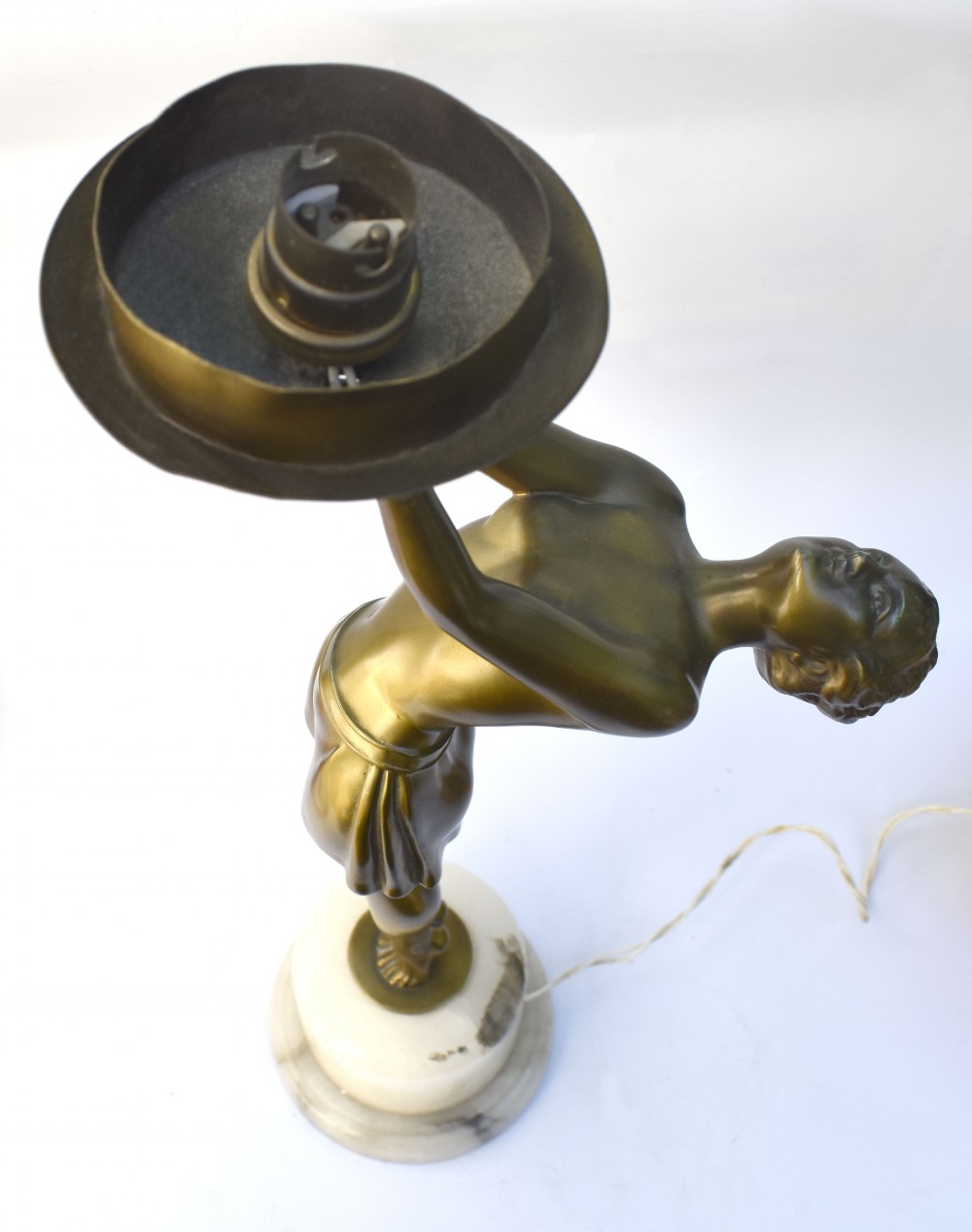 Art Deco Huge Figural Spelter Lady Lamp, c1930 View V