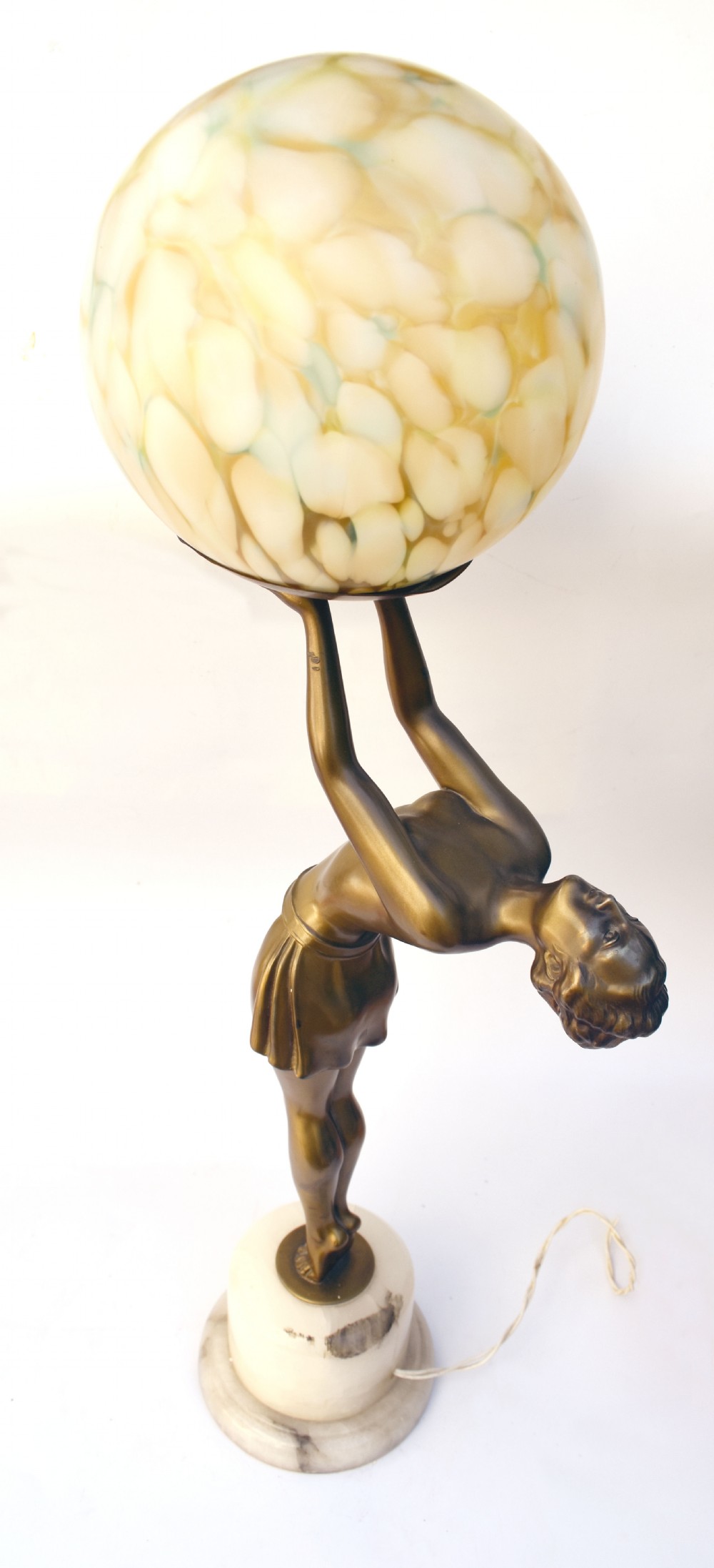 Art Deco Huge Figural Spelter Lady Lamp, c1930 View VI