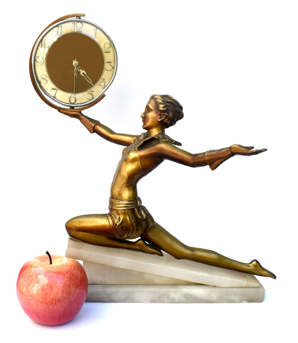 Art Deco Large Figural Clock By Lorenzl, c1930 View IV