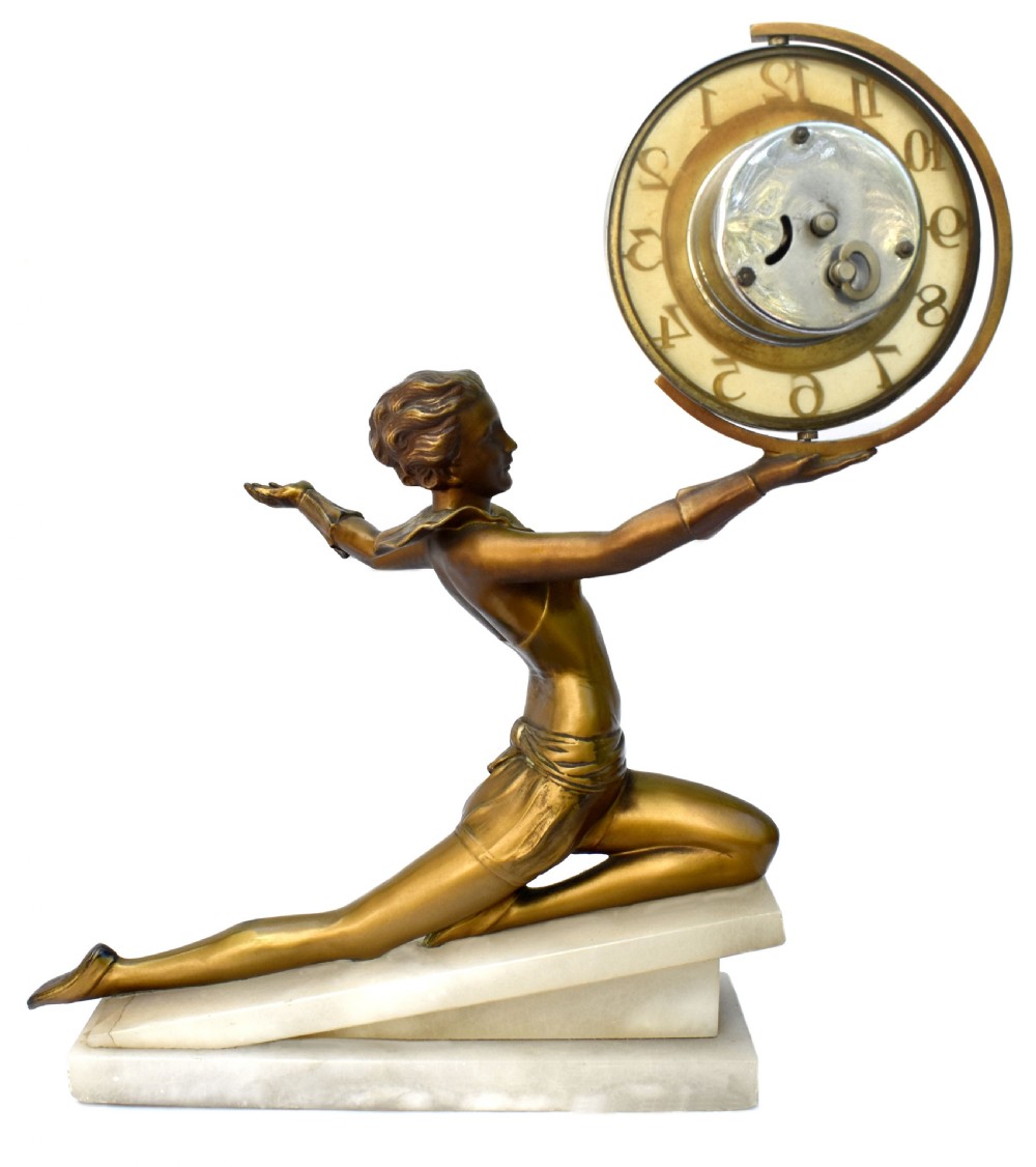 Art Deco Large Figural Clock By Lorenzl, c1930 View VI