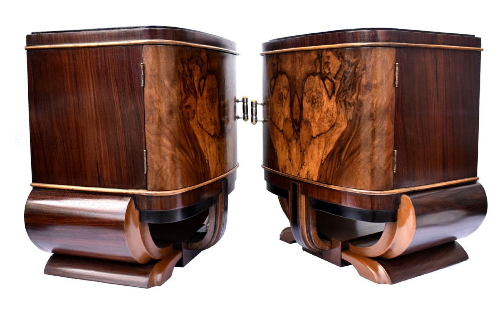 Art Deco Italian Pair of Matching Bedside Table Cabinets , c1930 View VI