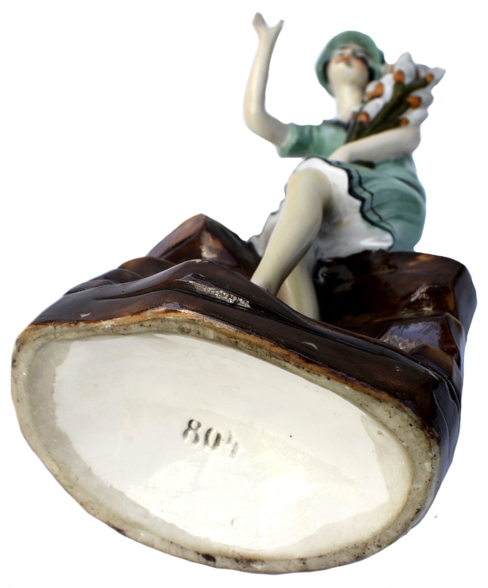 Art Deco Ceramic Hatpin Holder By  Fasold & Stuach c1930 View III
