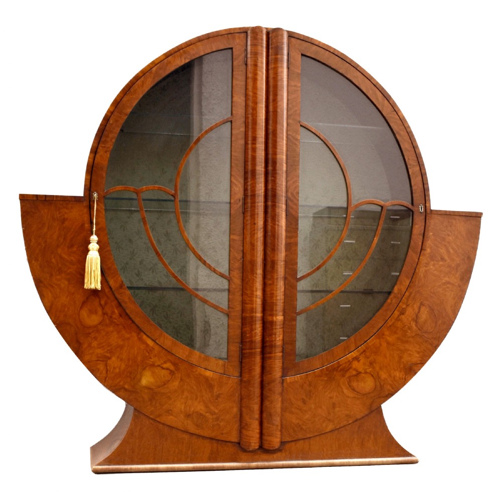 Art Deco Display Cabinet in Walnut, c1930s