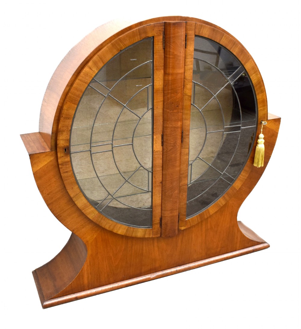 Art Deco Circular Display Cabinet in Walnut, 1930's View VIII