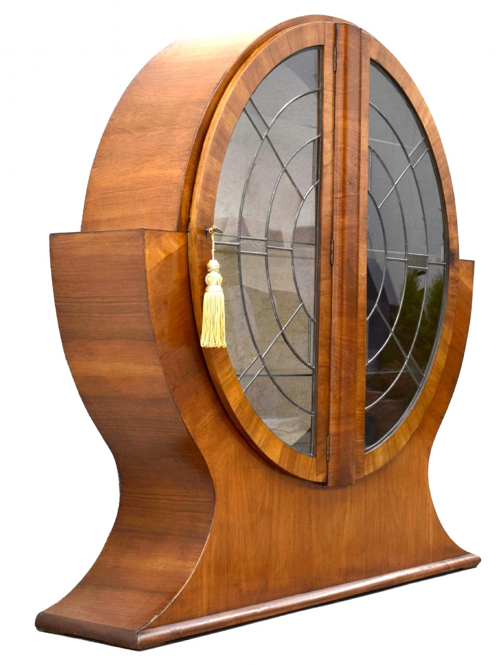 Art Deco Circular Display Cabinet in Walnut, 1930's View IX