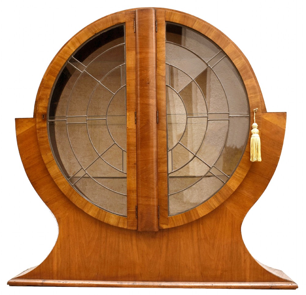 Art Deco Circular Display Cabinet in Walnut, 1930's View VI