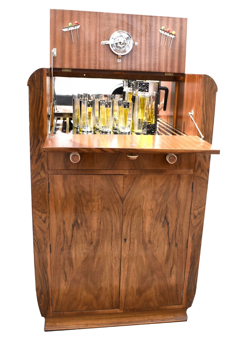 Art Deco Walnut Upright Cocktail Cabinet, 1930's 