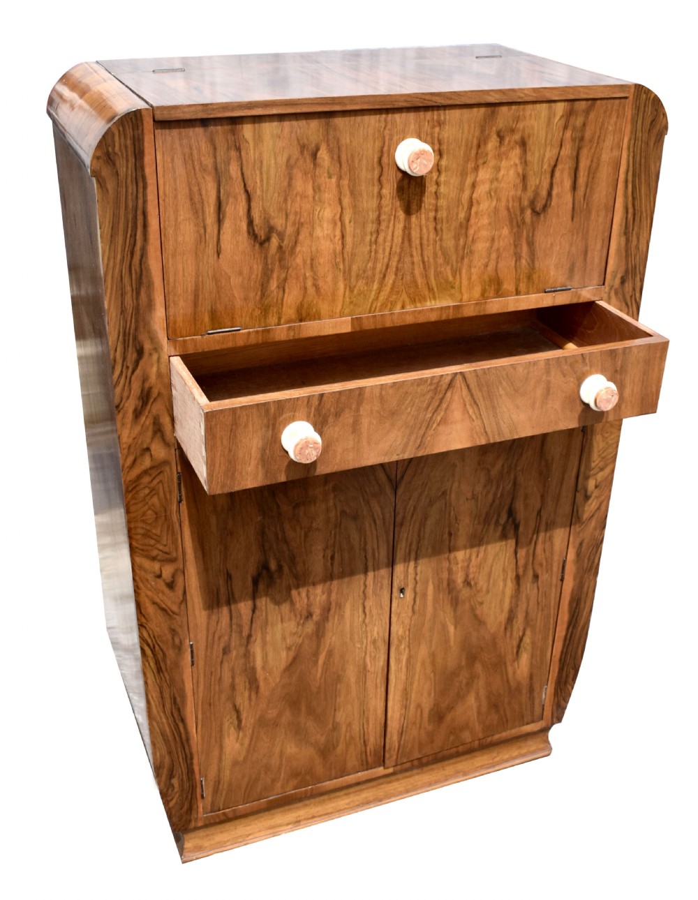 Art Deco Walnut Upright Cocktail Cabinet, 1930's  View IV