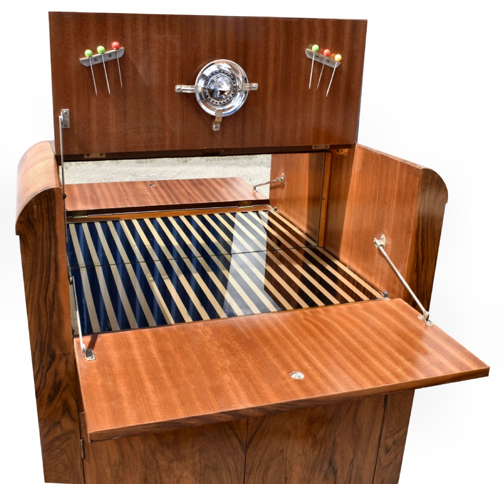 Art Deco Walnut Upright Cocktail Cabinet, 1930's  View V